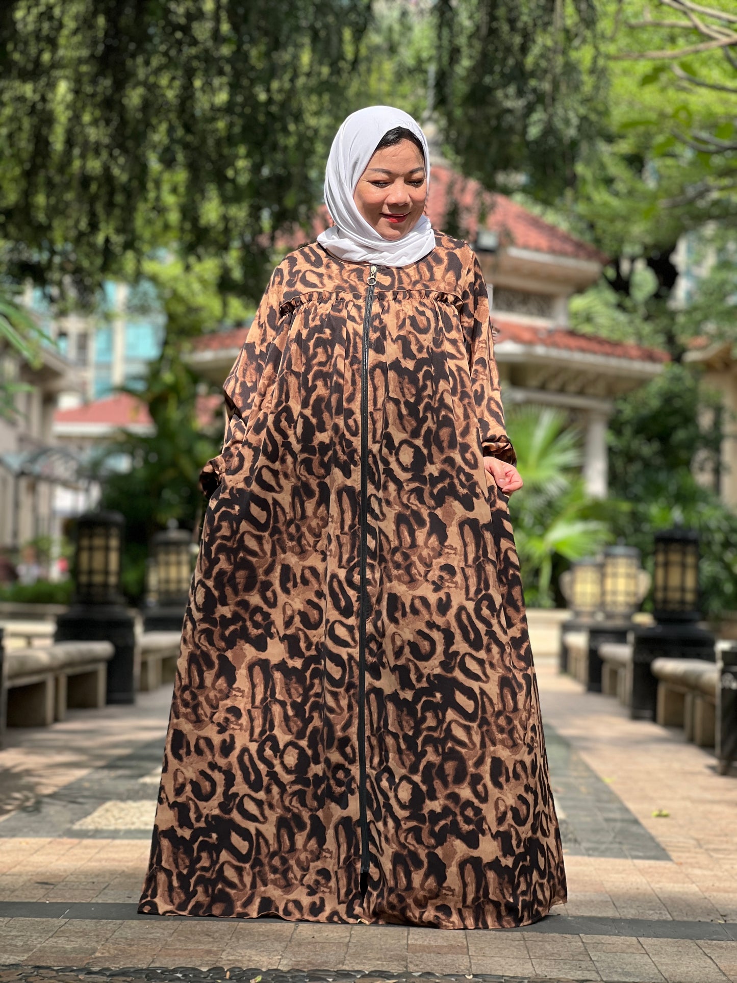 A【H88】Women Dubai Watercolour printing Kaftan Farasha Caftan Long Maxi Dress Long Sleeves Georgette Ethnic, Bridal, Evening, Party, Wedding Dress