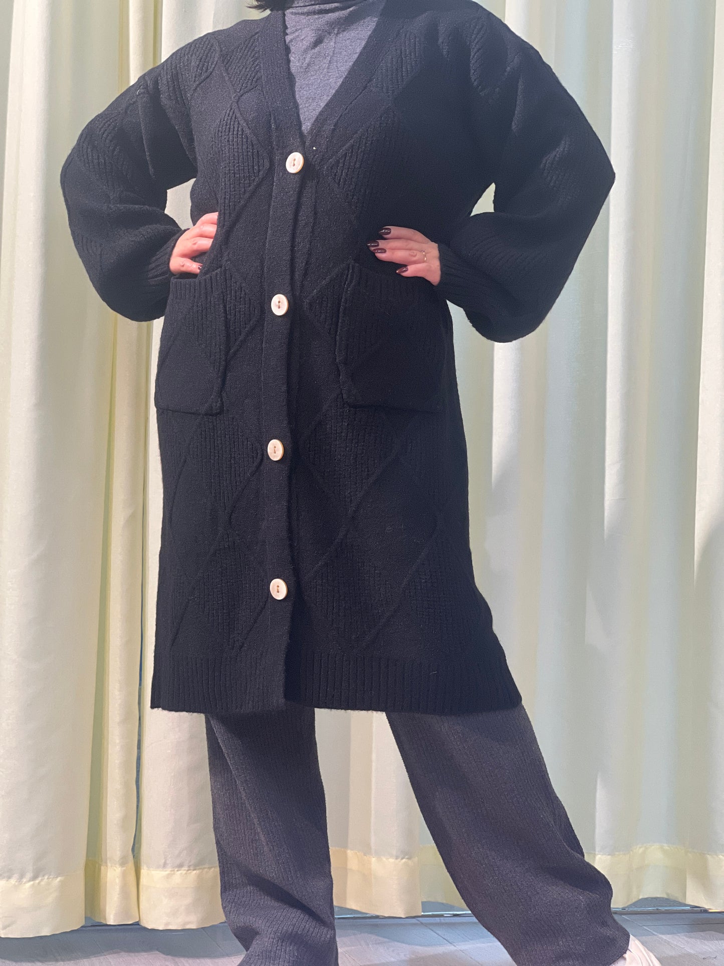 A1【823】Women's Open Front Cardigan Sweaters Fashion Button Down Cable Knit Chunky Outwear Coats