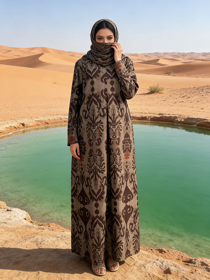 Dubai Rayon Abaya Women Ethnic Muslim Clothing Modest Style Floor Length Long Sleeve