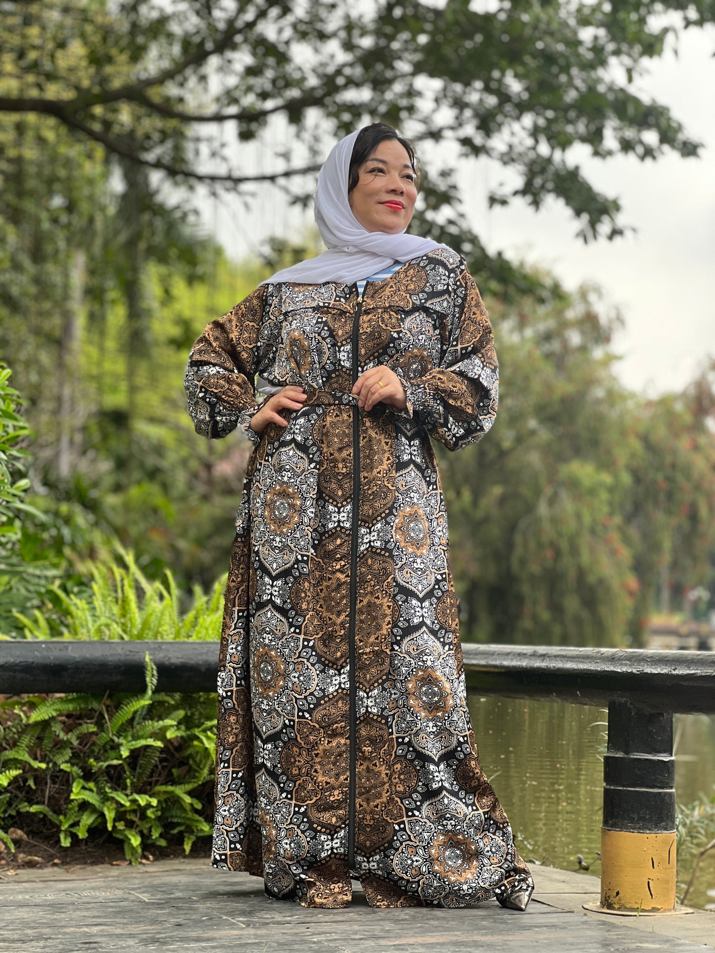 A【H88】Women Dubai Watercolour printing Kaftan Farasha Caftan Long Maxi Dress Long Sleeves Georgette Ethnic, Bridal, Evening, Party, Wedding Dress