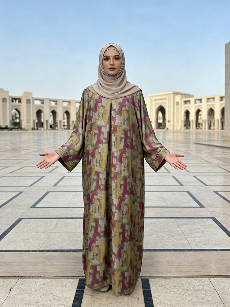 Women's One-Piece Abaya Dress Breathable Ramadan Robe Kaftan Hijab Full Length Islamic Maxi for Eid Prayers and Ceremonies
