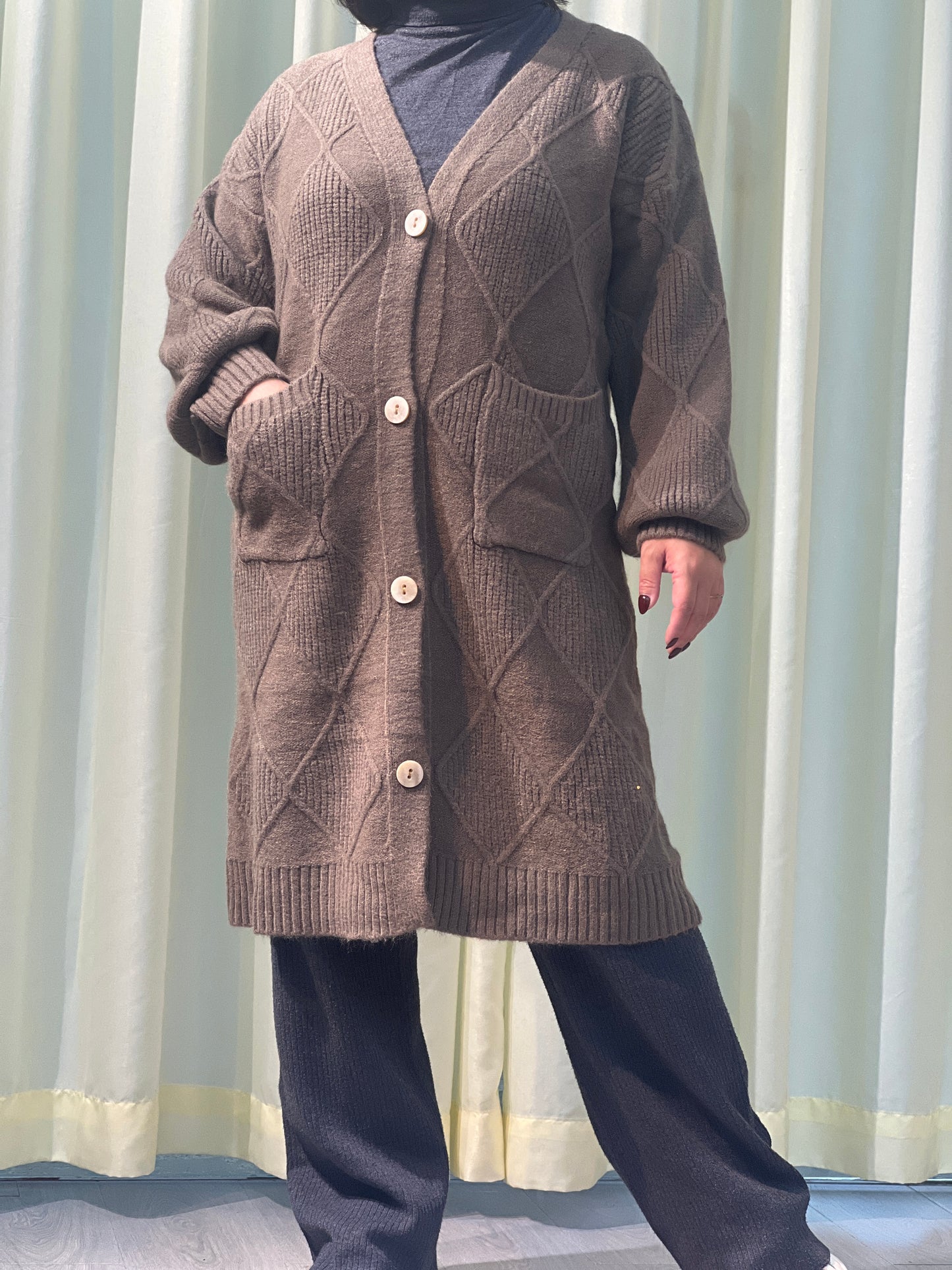 A1【823】Women's Open Front Cardigan Sweaters Fashion Button Down Cable Knit Chunky Outwear Coats