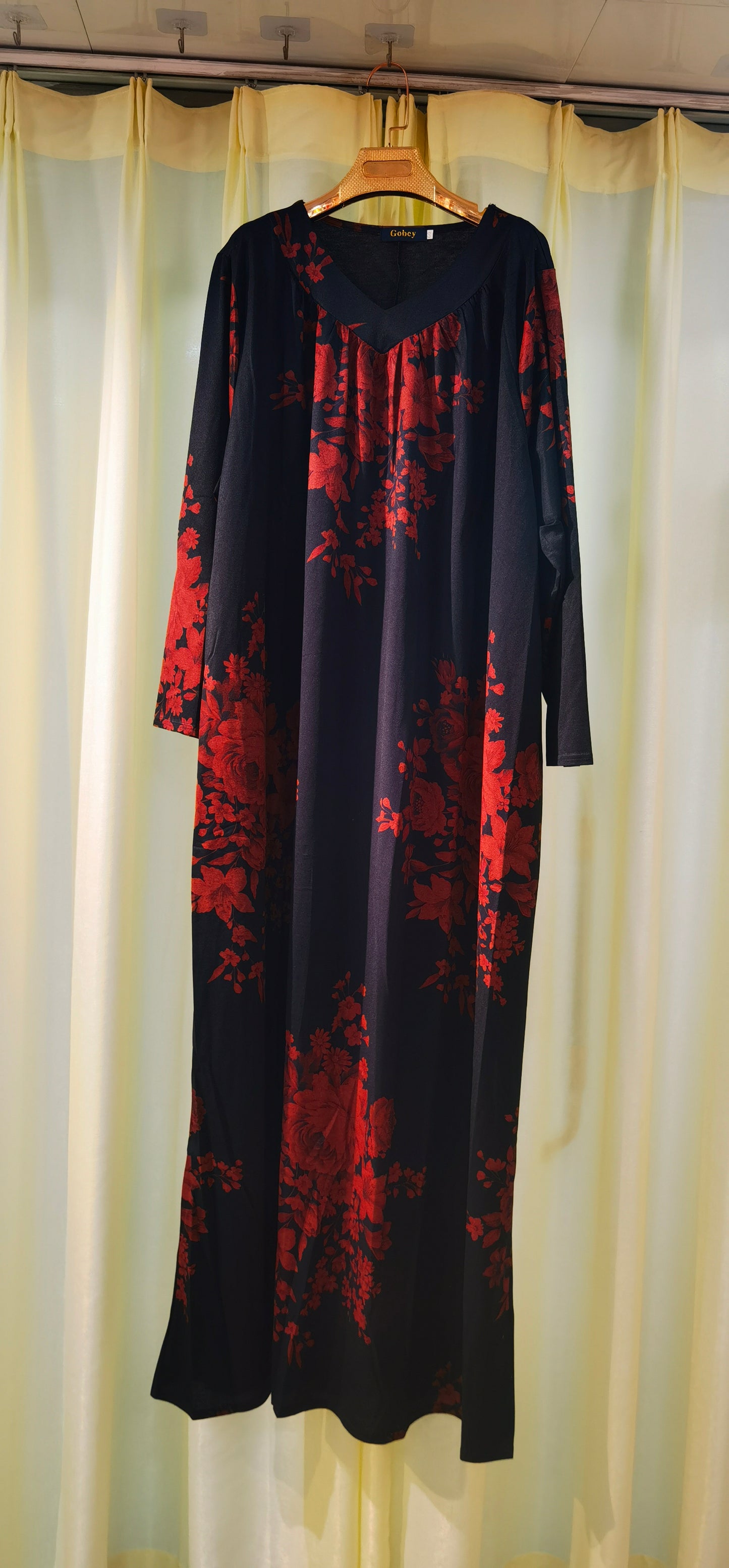 A1【H46】Muslim Women's winter flower print long dress