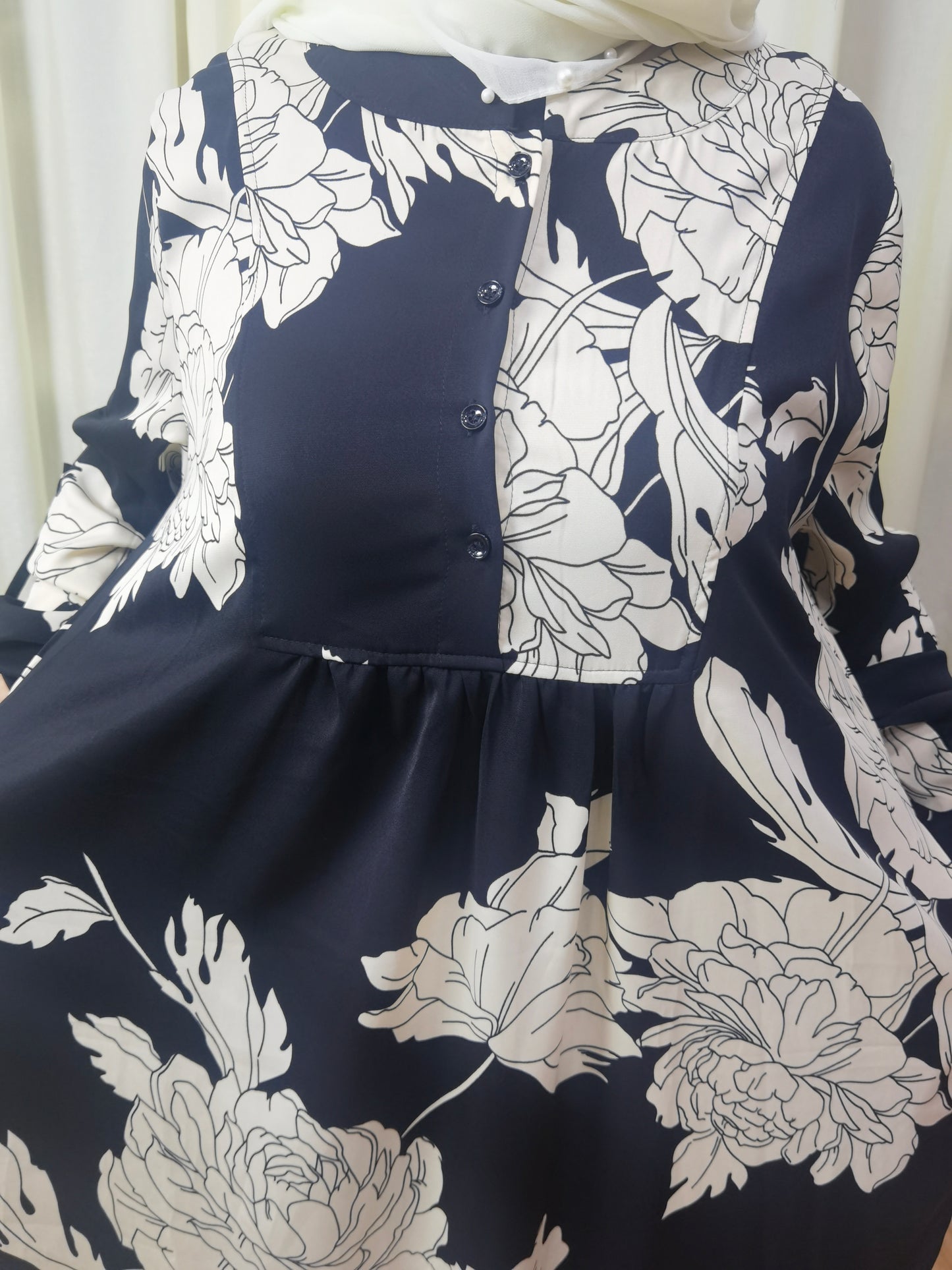 A1【Y013】Women Dubai Watercolour printing Long Maxi Dress Long Sleeves for 2024 eid new fabeic new style