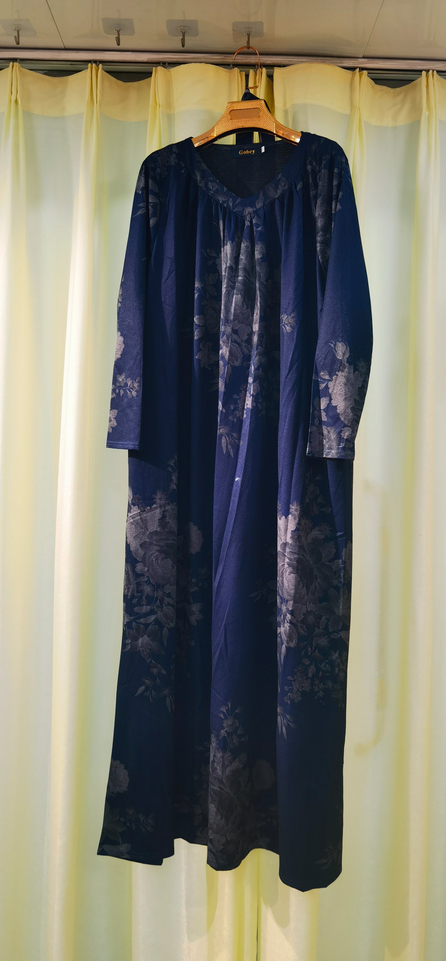 A1【H46】Muslim Women's winter flower print long dress