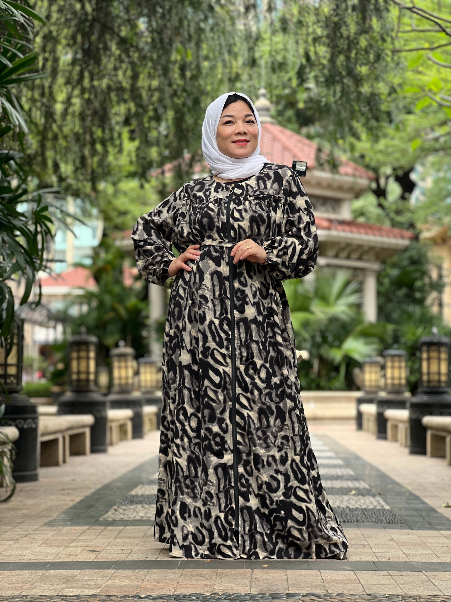 A【H88】Women Dubai Watercolour printing Kaftan Farasha Caftan Long Maxi Dress Long Sleeves Georgette Ethnic, Bridal, Evening, Party, Wedding Dress