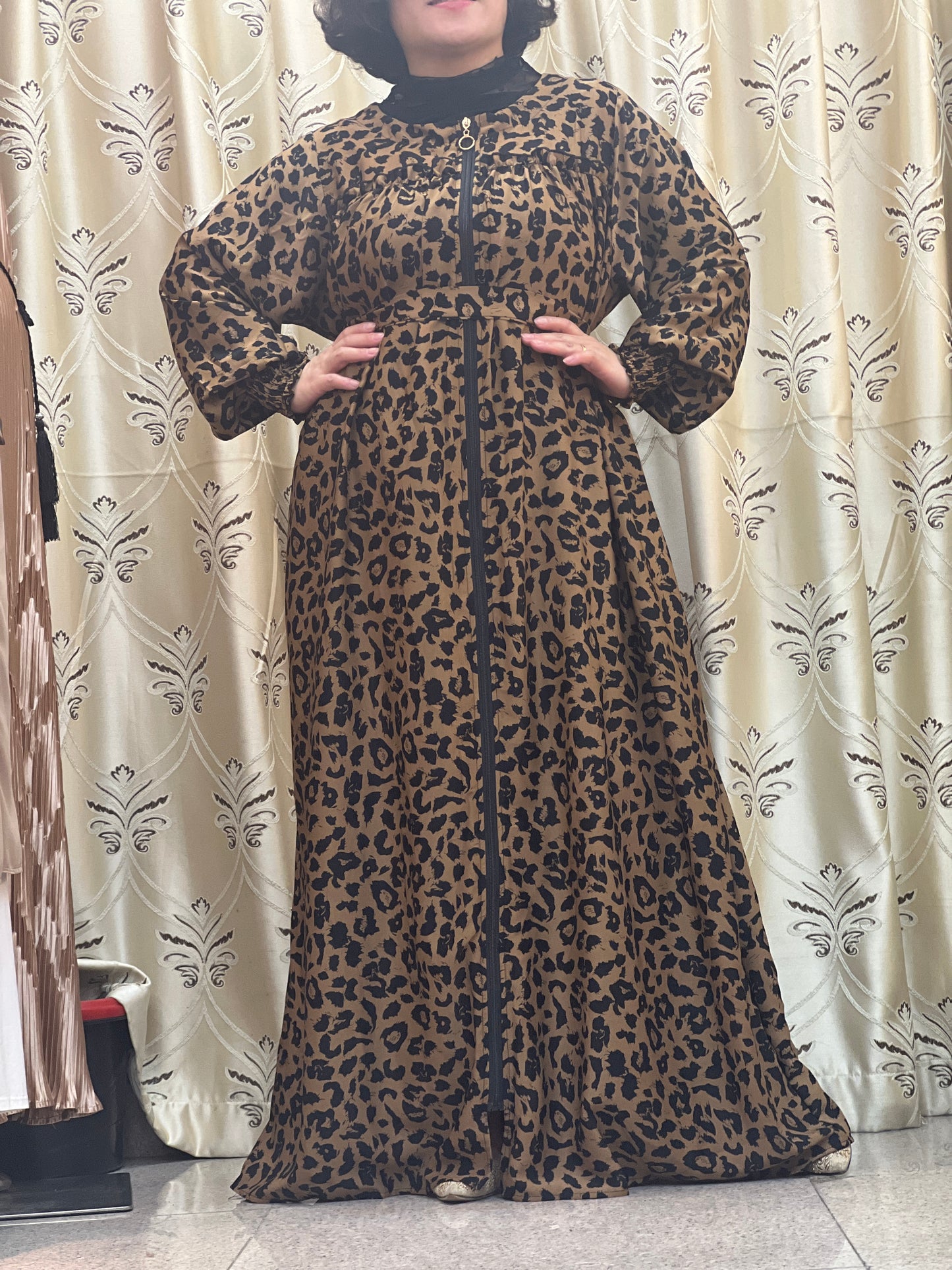A3【H88】Women Dubai Watercolour printing Kaftan Farasha Caftan Long Maxi Dress Long Sleeves Georgette Ethnic, Bridal, Evening, Party, Wedding Dress