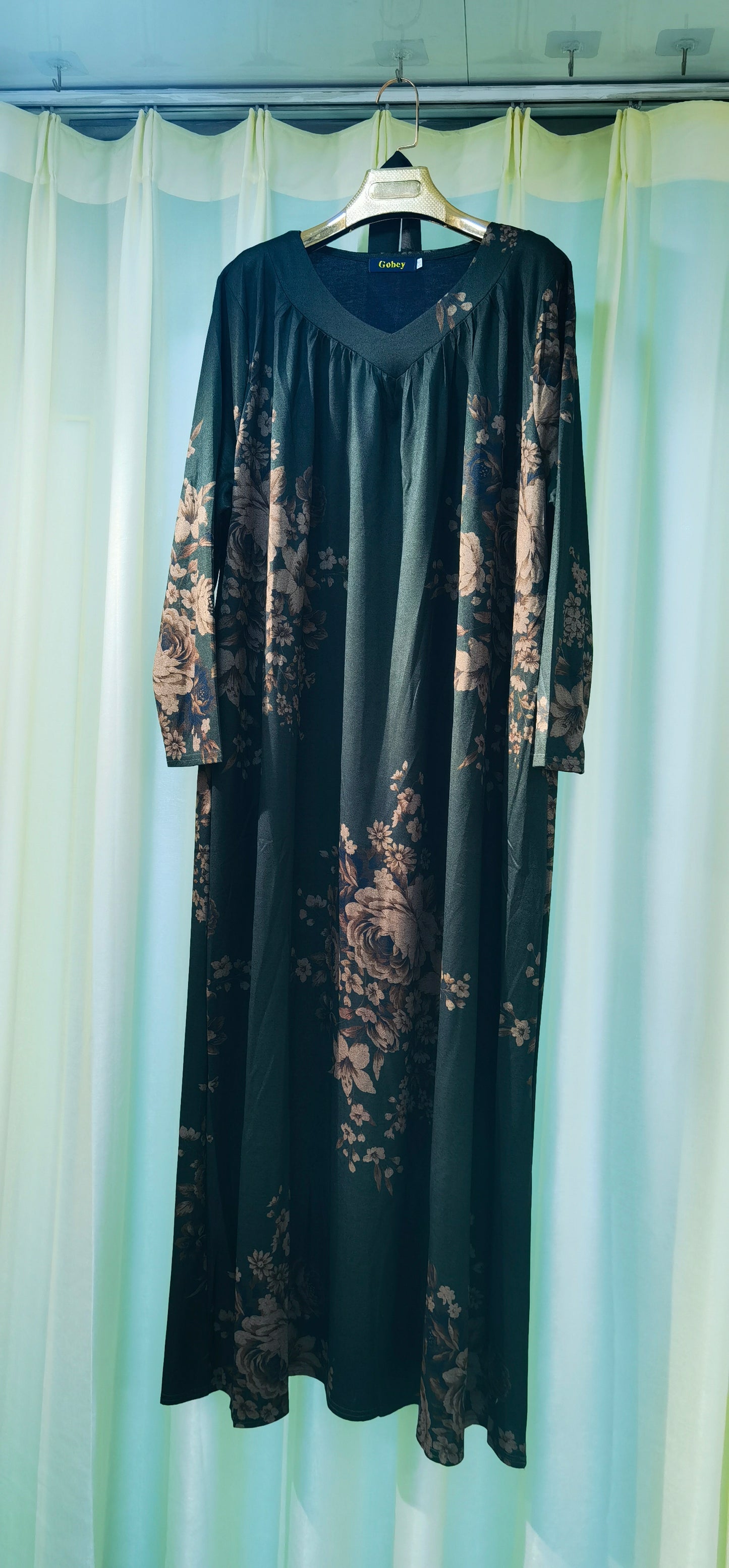 A1【H46】Muslim Women's winter flower print long dress