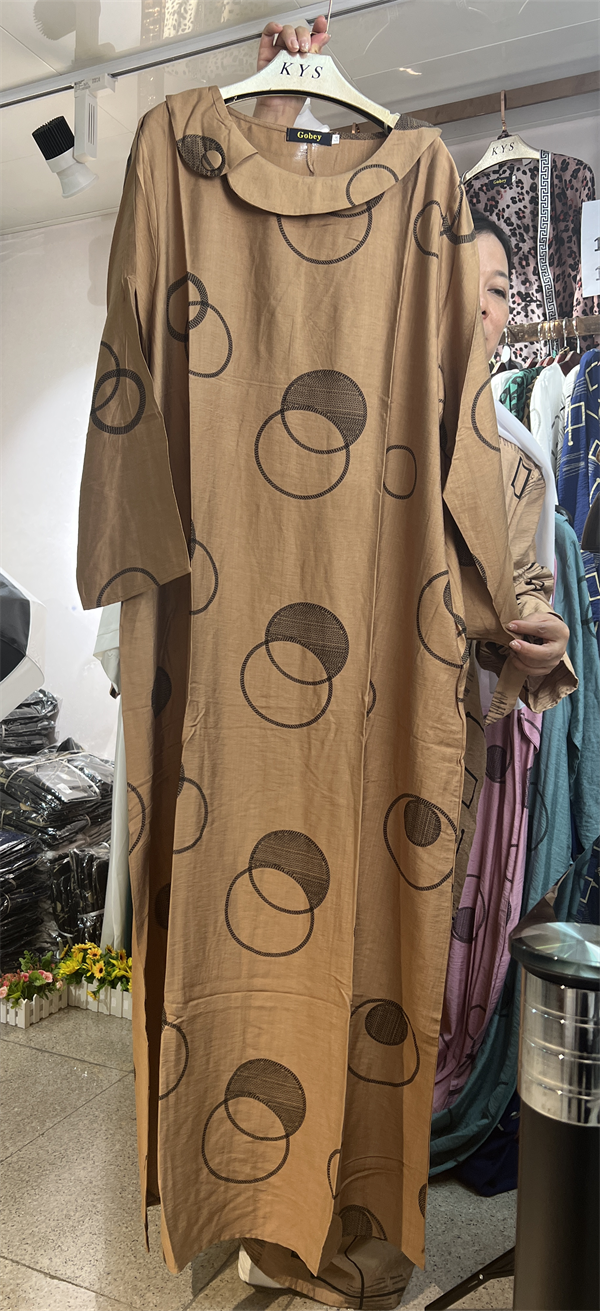 【H30】Solid Loose Long Maxi Dress Cotton Linen Long Muslim Dress