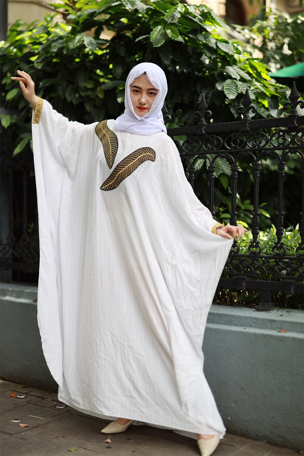 【T18】Muslim Dresses for Women Butterfly Style Abaya Arabic Maxi Dress