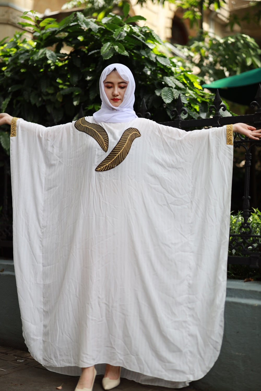 【T18】Muslim Dresses for Women Butterfly Style Abaya Arabic Maxi Dress