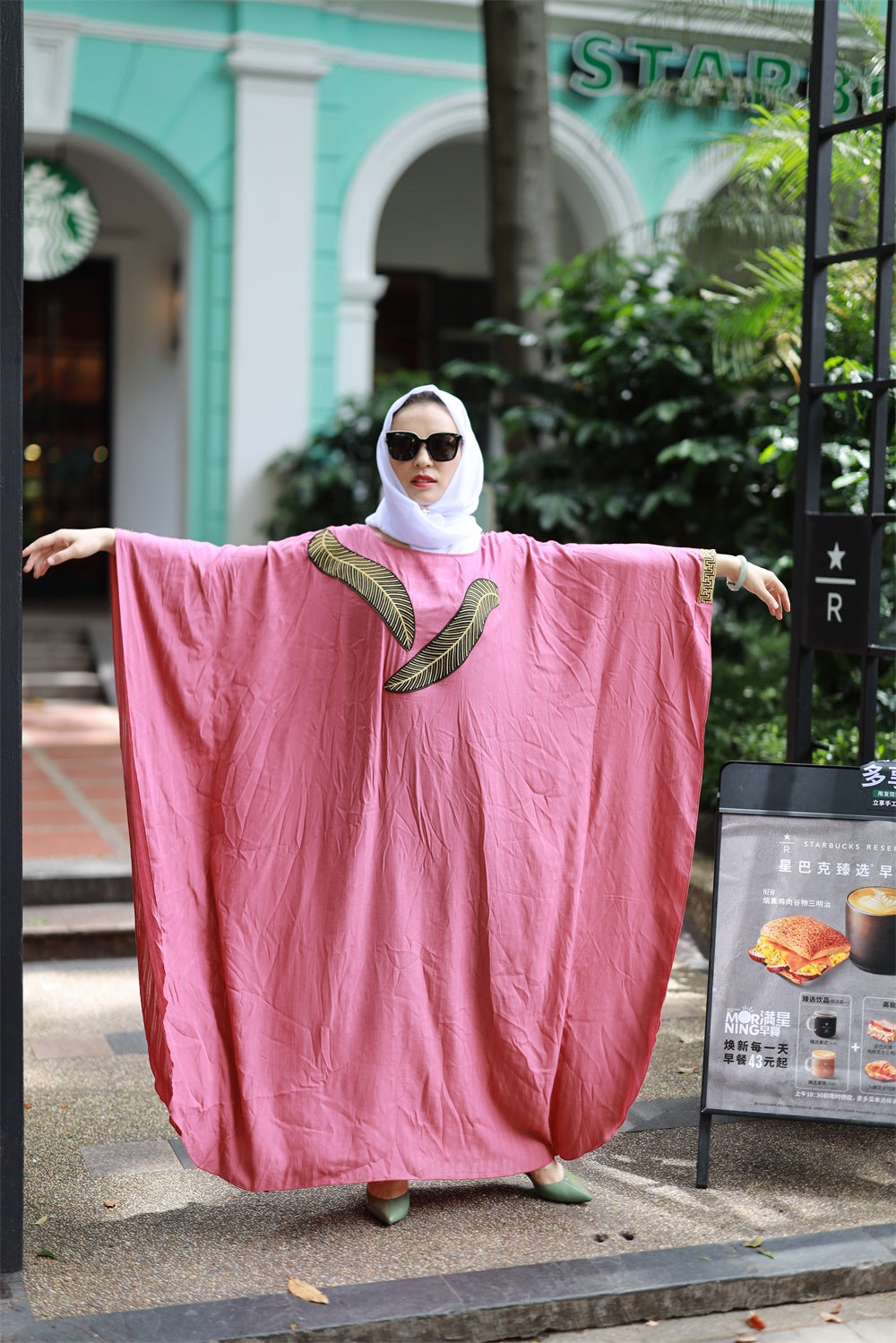 【T18】Muslim Dresses for Women Butterfly Style Abaya Arabic Maxi Dress