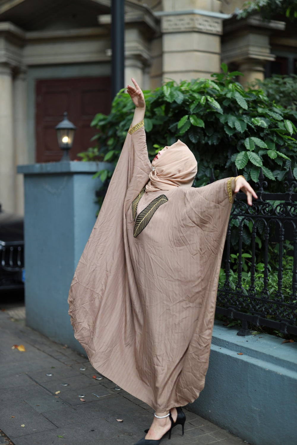 【T18】Muslim Dresses for Women Butterfly Style Abaya Arabic Maxi Dress