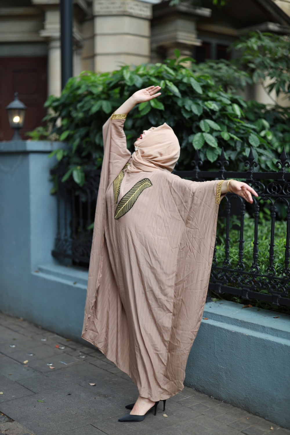 【T18】Muslim Dresses for Women Butterfly Style Abaya Arabic Maxi Dress