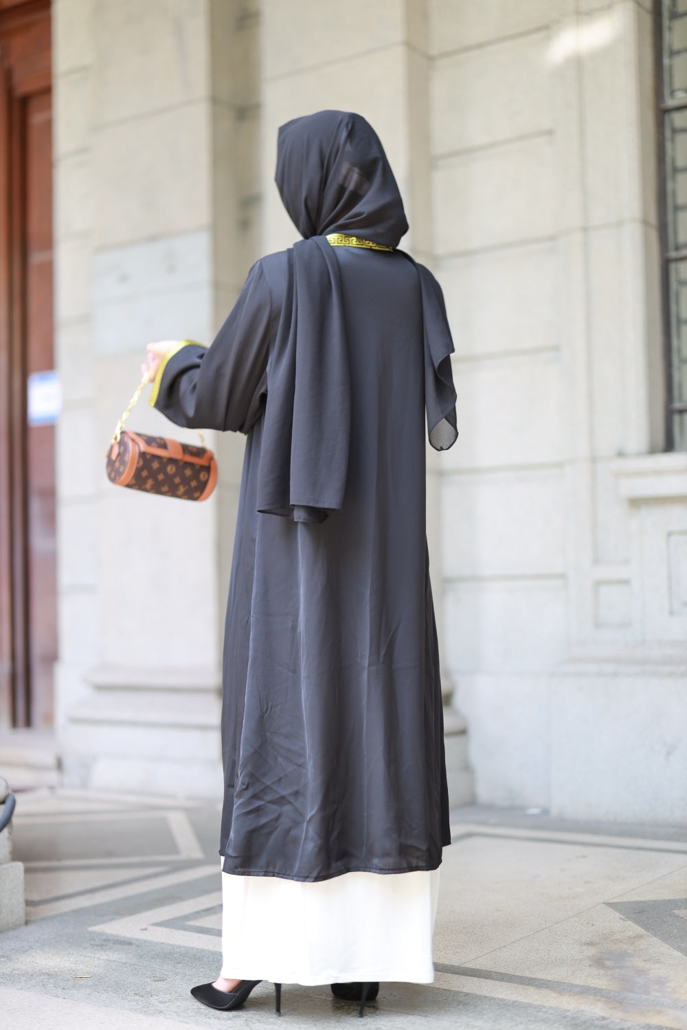 【T49-1】Open Abayas Muslim Dress for Women Long Sleeve