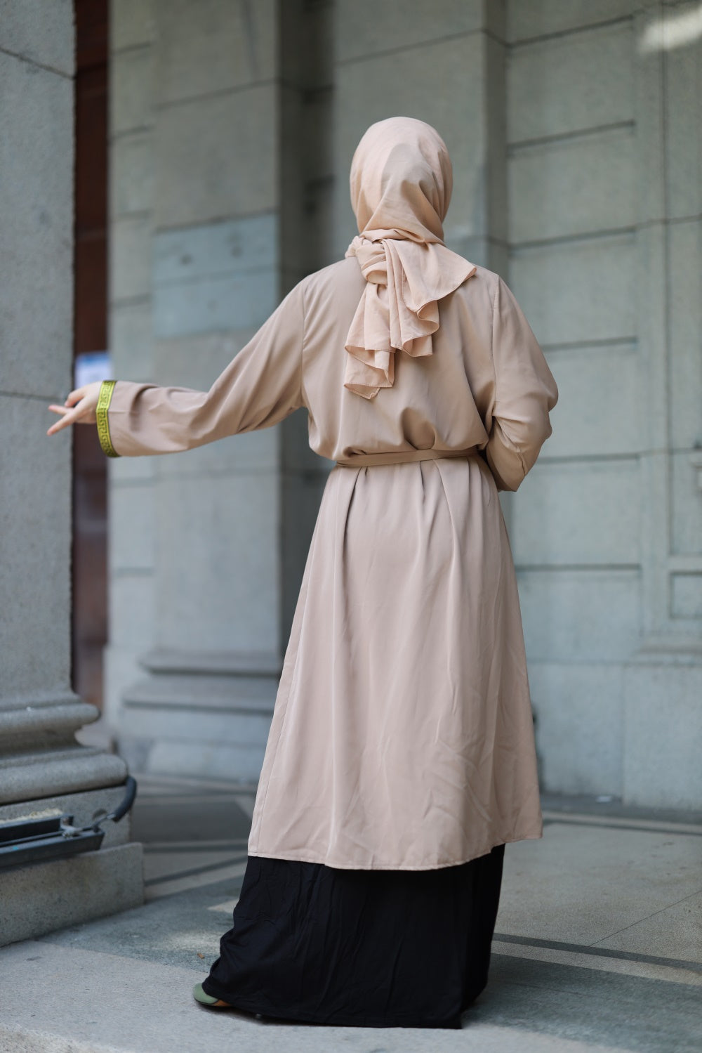 【T49-1】Open Abayas Muslim Dress for Women Long Sleeve