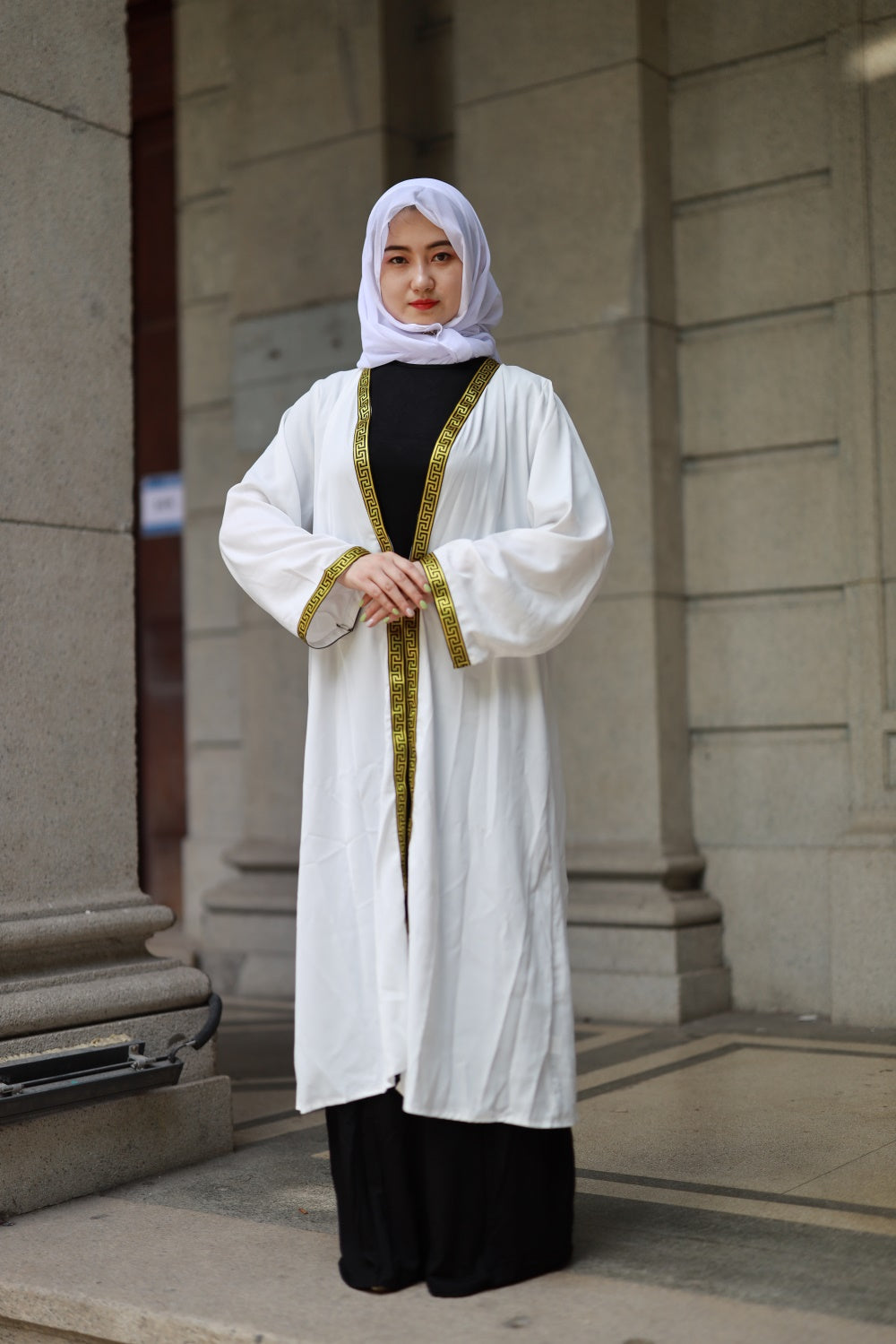 【T49-1】Open Abayas Muslim Dress for Women Long Sleeve