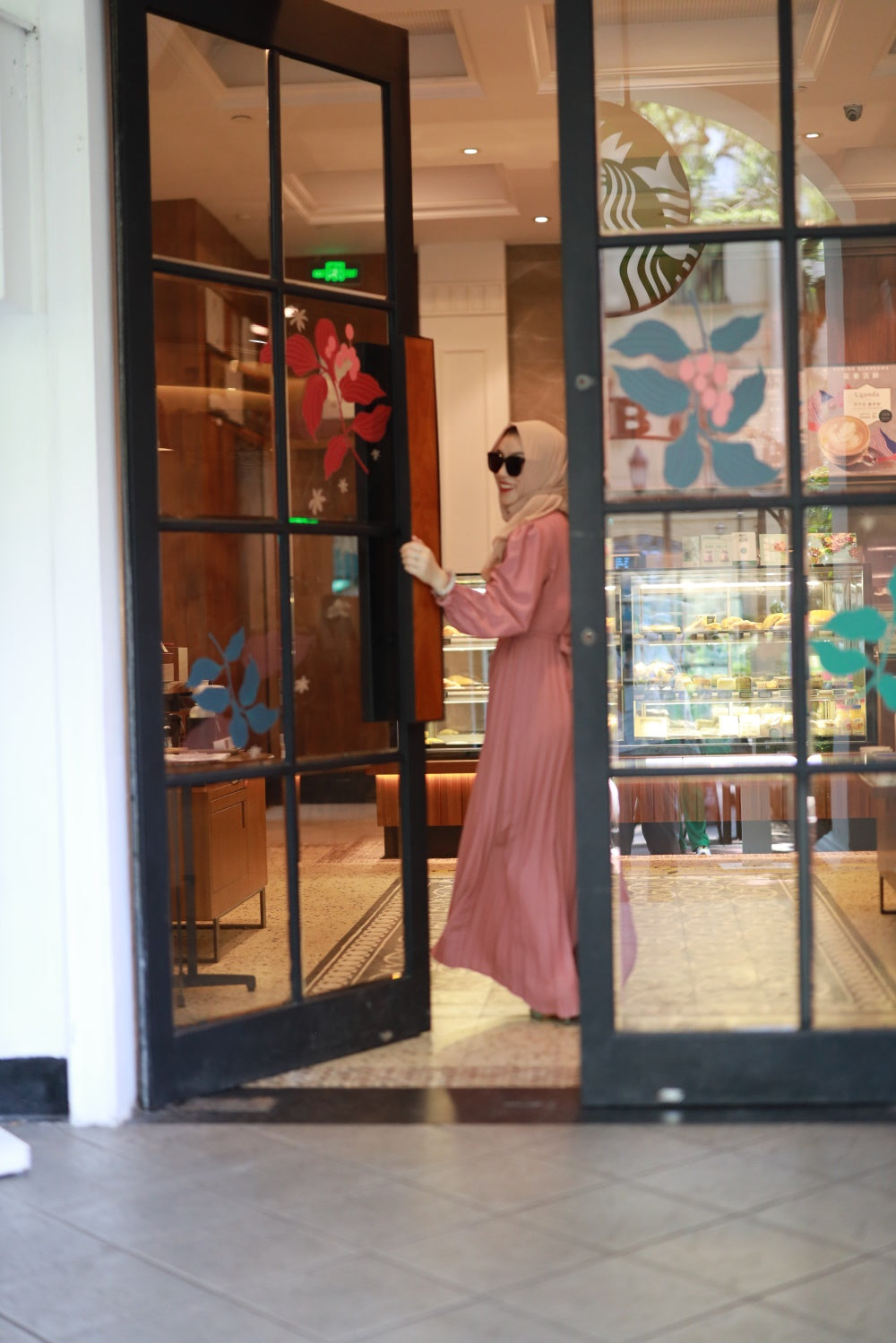 【B2106】Women's plain pleated long abaya dress