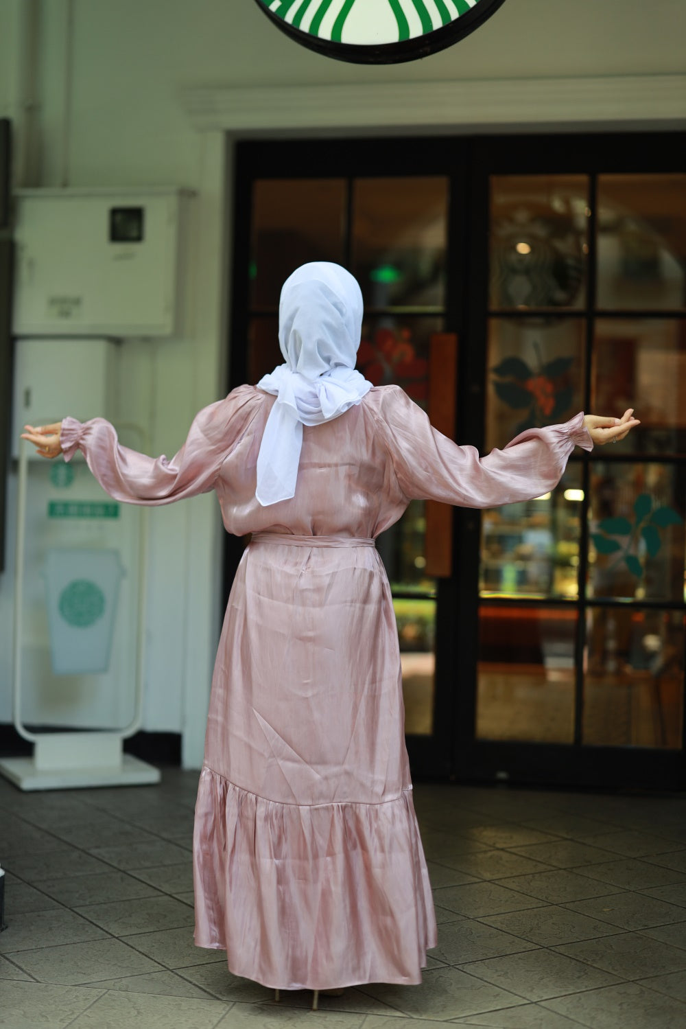 【T113】Rainbow Hot sale 4 colors Islamic clothing puff sleeve shiny long dress for Muslim Women