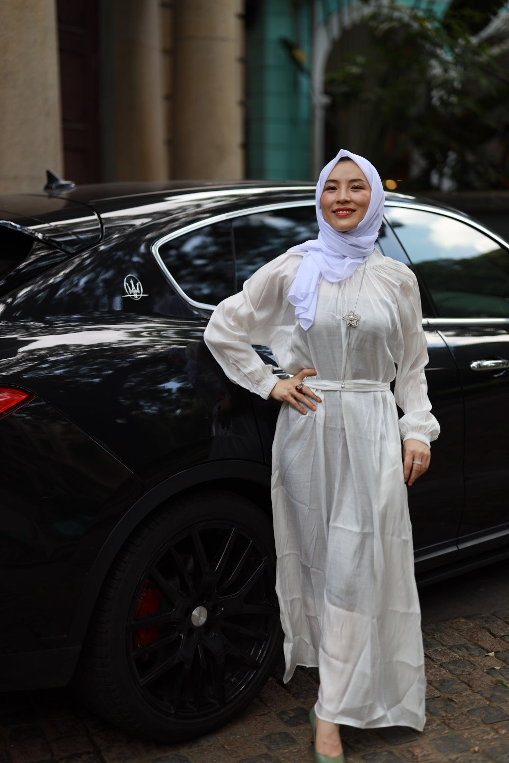 【T116】Muslim Women rainbow glossy Islamic long sleeve abaya