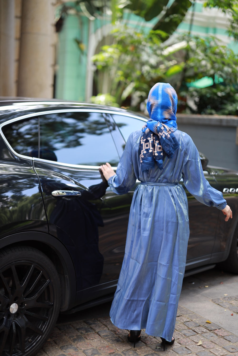 【T116】Muslim Women rainbow glossy Islamic long sleeve abaya
