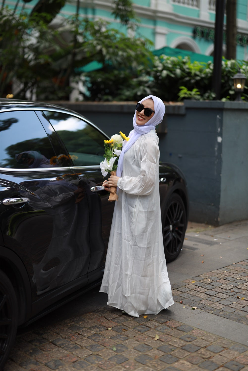 【T116】Muslim Women rainbow glossy Islamic long sleeve abaya