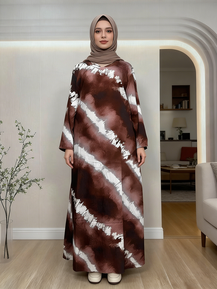 Newly Summer Muslim Women's Linen Abaya Dresses Floor Length Long Sleeve