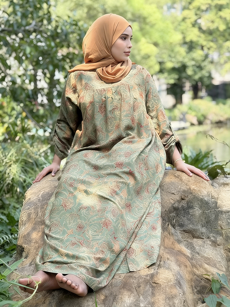 Abaya Robe for Muslim Women dress Elegant Flared Modest Style Breathable Design for islamic clothing