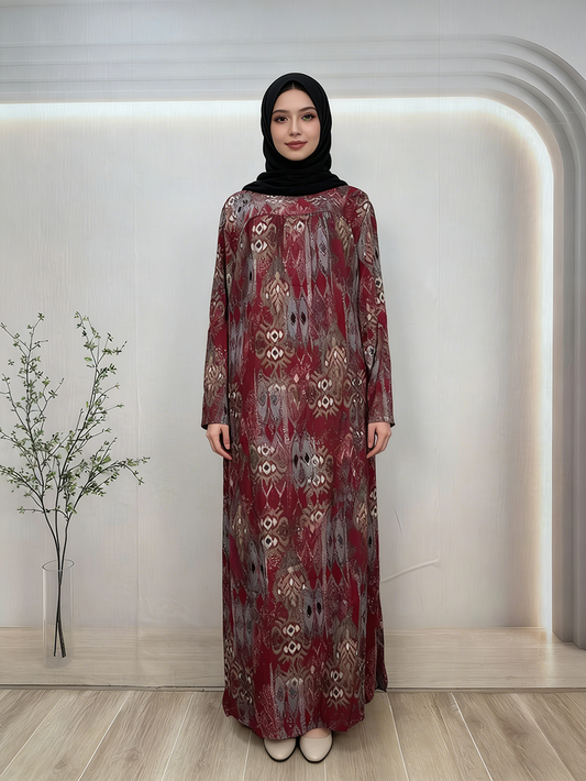 Luxury Lightweight Chiffon Abaya  Modest Islamic Dress Elegant Arabic Style Long Sleeve Floor Length Eid