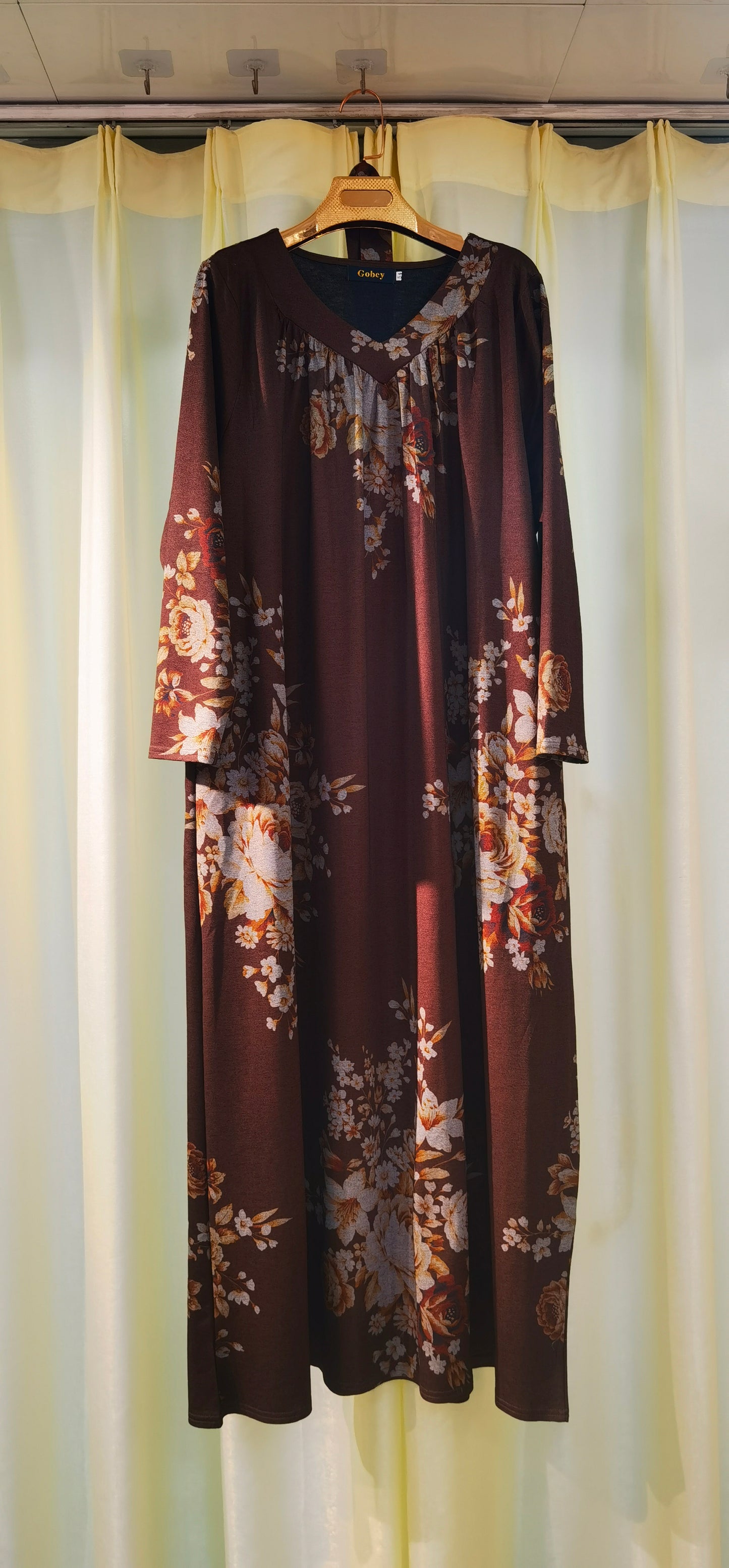 A1【H46】Muslim Women's winter flower print long dress