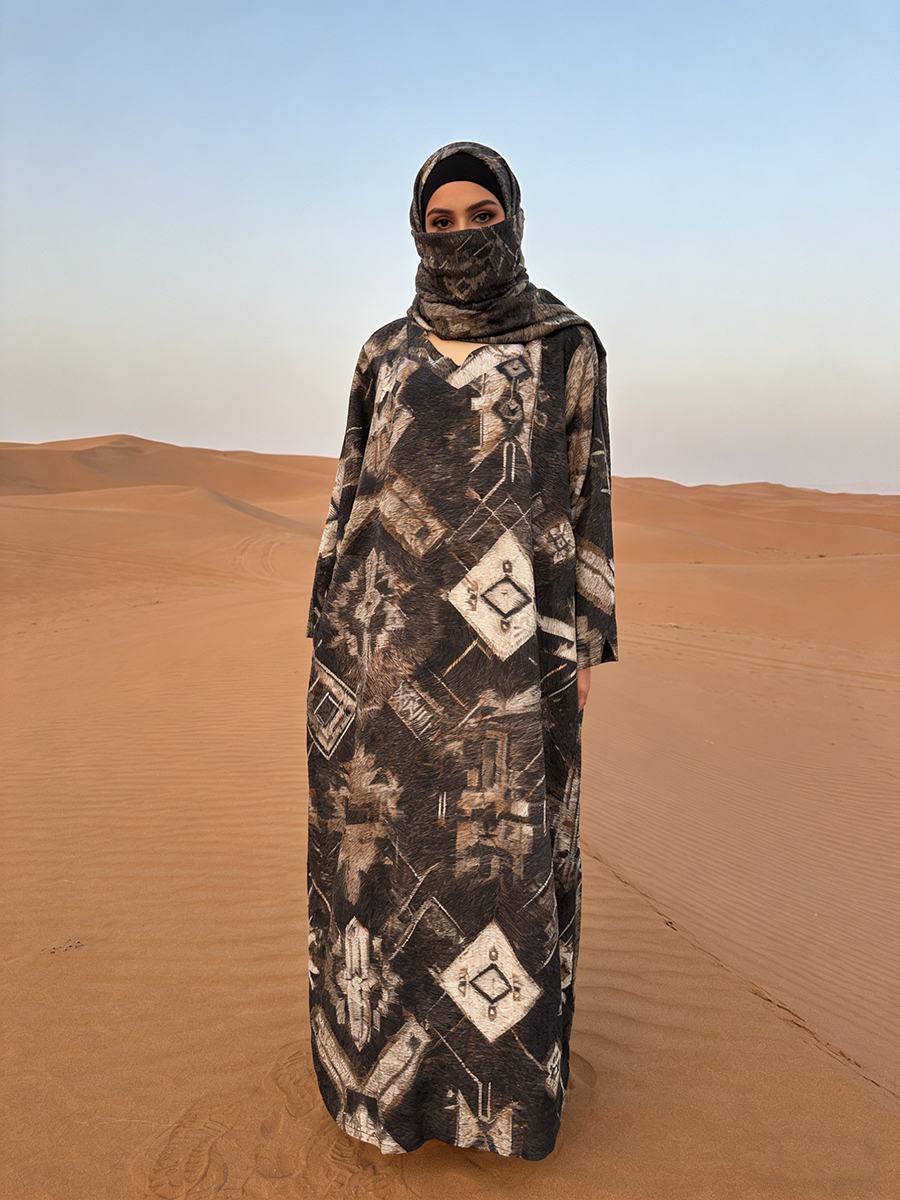 Ladies' Summer Islamic Fashionable Floor Length Long Sleeve Loose Fit High-quality Linen Fabric Breathable Quick Drying Abaya