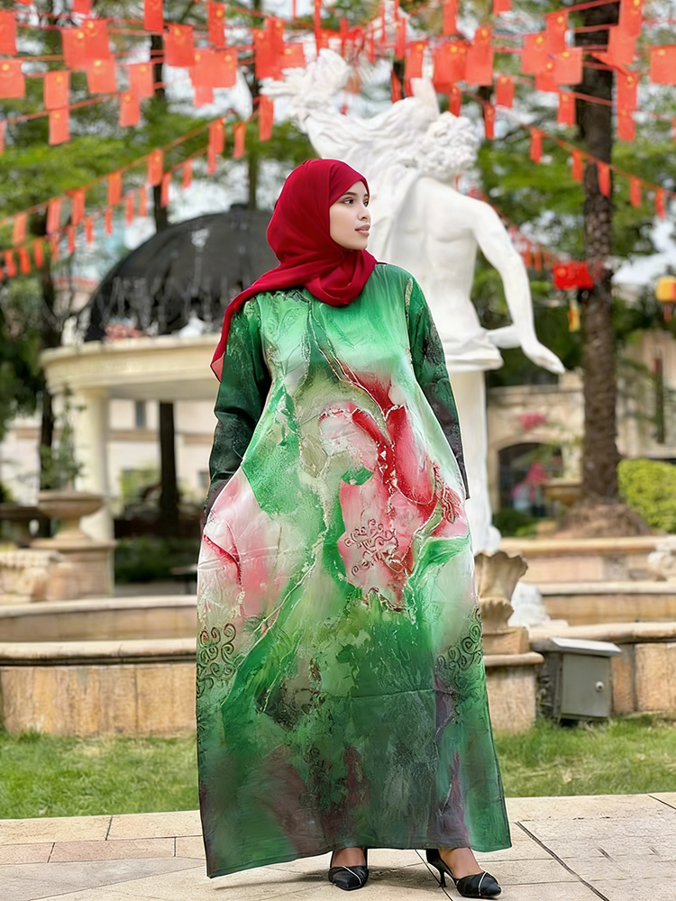Women's Abaya Summer Linen Breathable Floor Length Loose Fit Muslim Dress Popular Newly Muslim Women's Linen Abaya Dresses