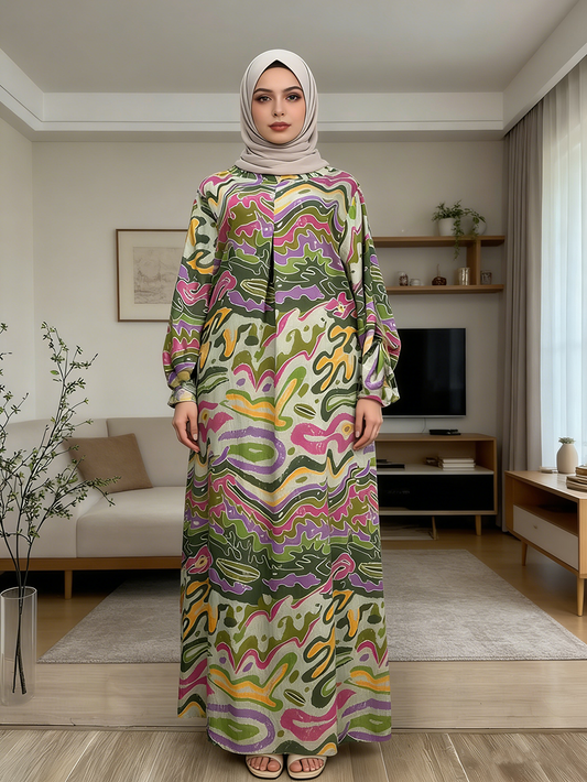 Cross-Border Abaya Dress Summer Satin Not Pleated Tie Casual Ethnic Region Style four Size Linen Breathable