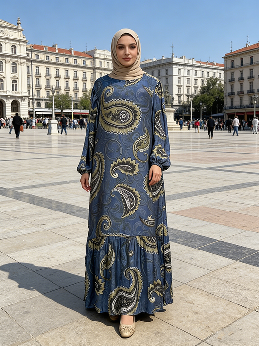 Sophisticated Cloud Brocade Abaya Robe for Muslim Woman Collection Beautiful Islamic Style Kaftan for Femme Musulmane
