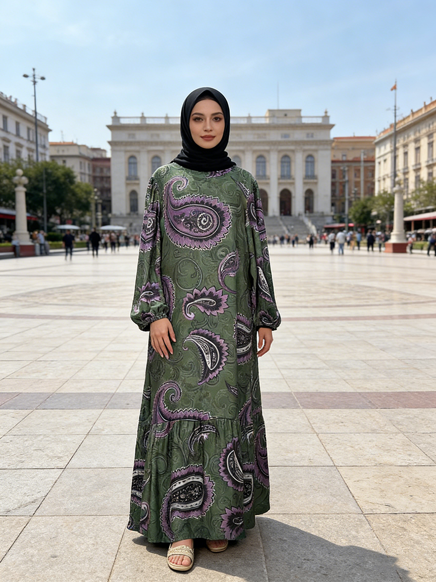 Sophisticated Cloud Brocade Abaya Robe for Muslim Woman Collection Beautiful Islamic Style Kaftan for Femme Musulmane