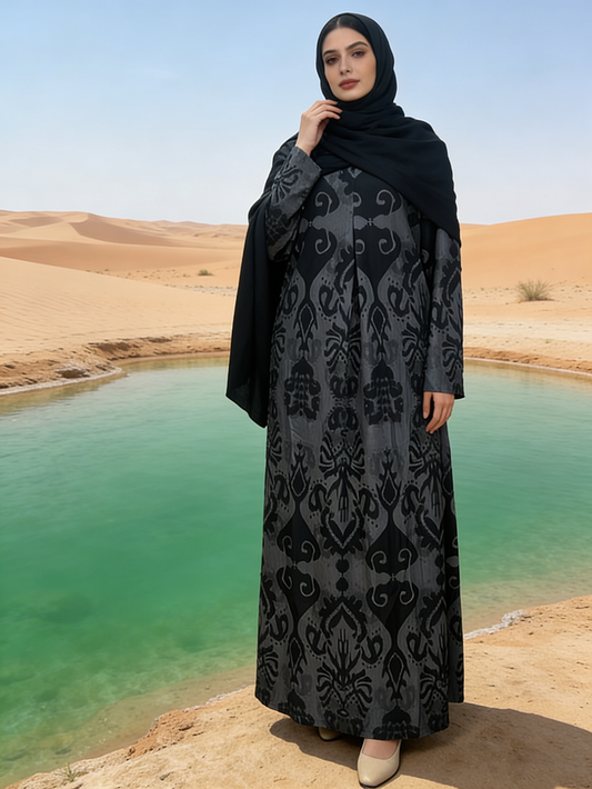 Dubai  Rayon Abaya Women Ethnic Muslim Clothing Modest Style Floor Length Long Sleeve