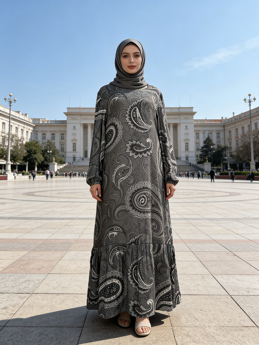 Sophisticated Cloud Brocade Abaya Robe for Muslim Woman Collection Beautiful Islamic Style Kaftan for Femme Musulmane