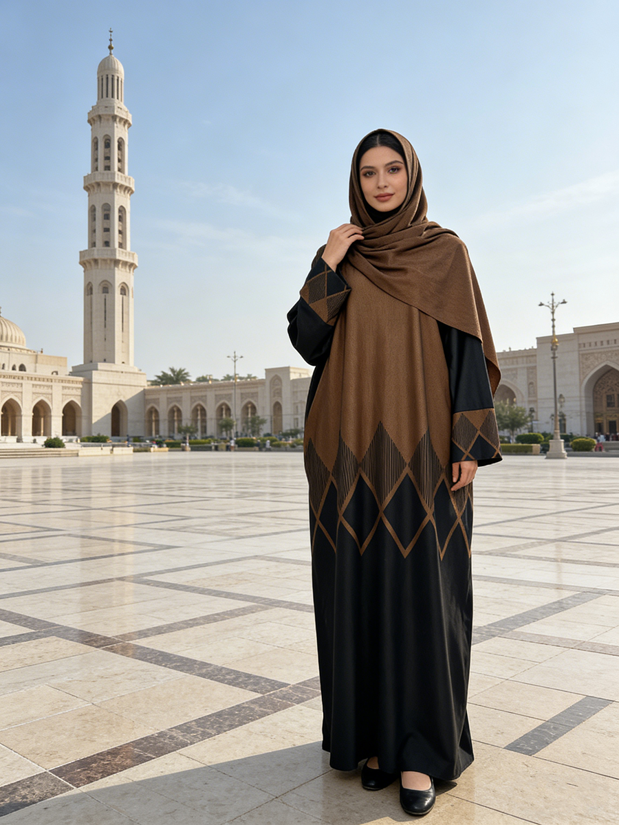 Elegant Conservative Islamic Lady's Abaya Dress Winter Rayon Traditional Muslim Clothing Floor Length Long Sleeves