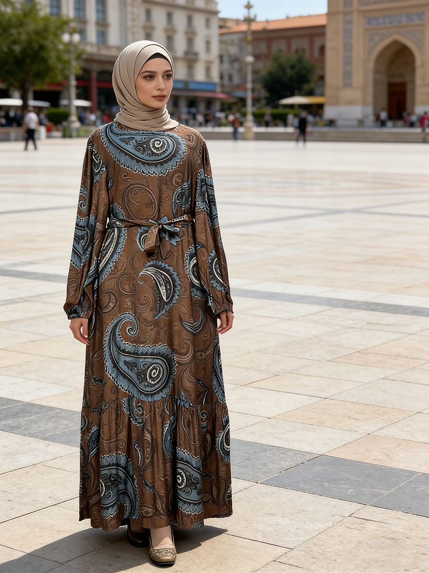 Sophisticated Cloud Brocade Abaya Robe for Muslim Woman Collection Beautiful Islamic Style Kaftan for Femme Musulmane