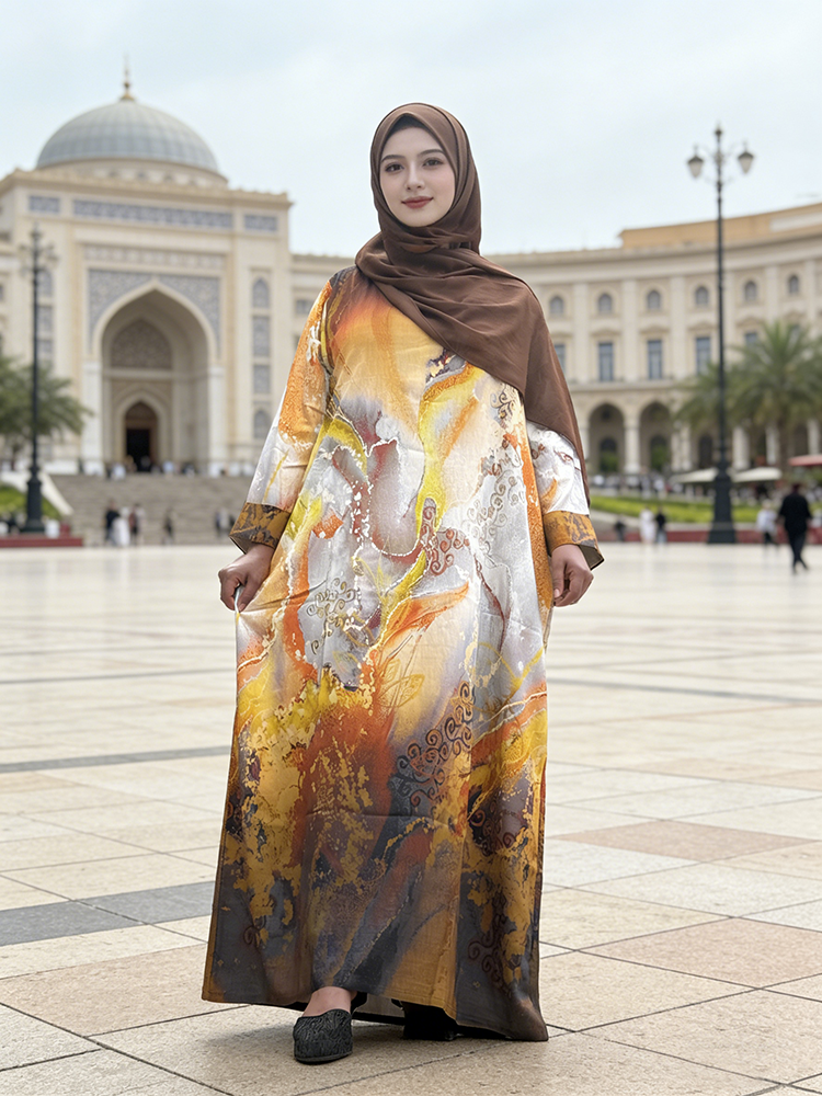 Women's Abaya Summer Linen Breathable Floor Length Loose Fit Muslim Dress Popular Newly Muslim Women's Linen Abaya Dresses