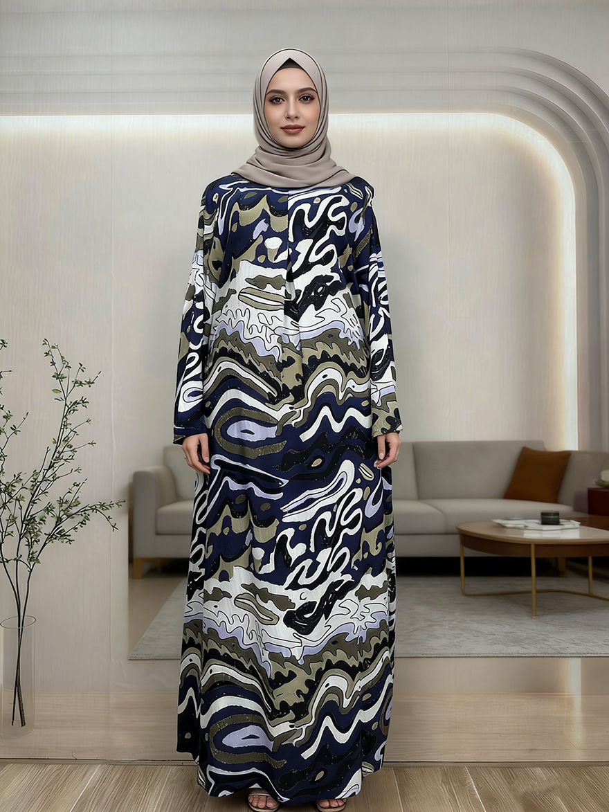Cross-Border Abaya Dress Summer Satin Not Pleated Tie Casual Ethnic Region Style four Size Linen Breathable