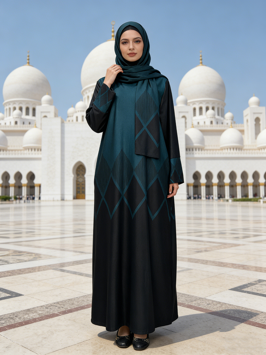 Elegant Conservative Islamic Lady's Abaya Dress Winter Rayon Traditional Muslim Clothing Floor Length Long Sleeves