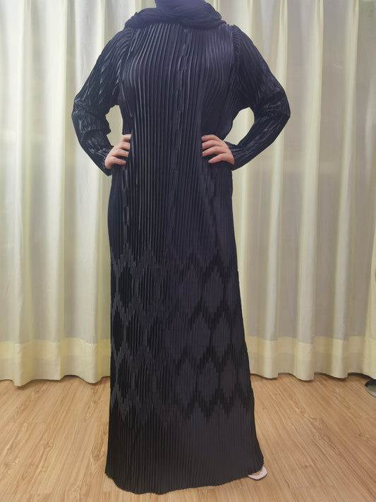 A3【H33】2024 Muslim Women's plain pleated long dress