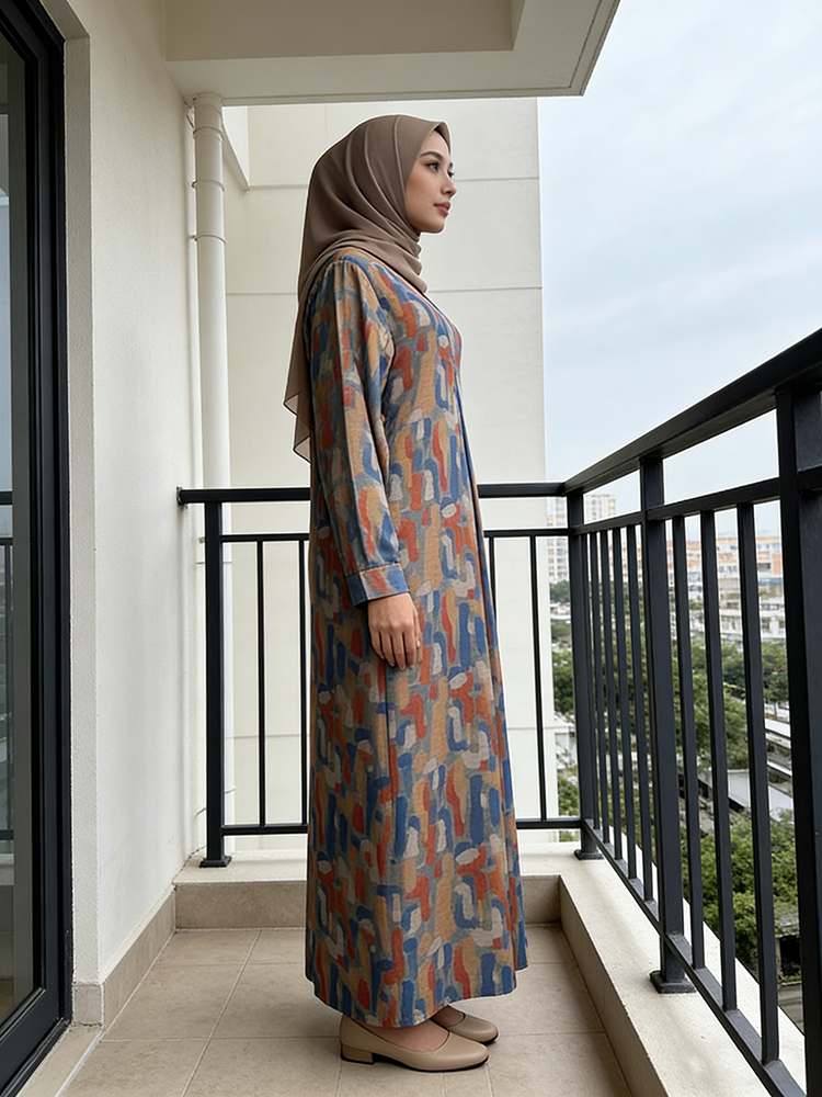 Women's One-Piece Abaya Dress Breathable Ramadan Robe Kaftan Hijab Full Length Islamic Maxi for Eid Prayers and Ceremonies