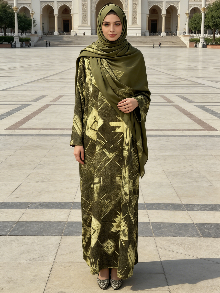 Ladies' Summer Islamic Fashionable Floor Length Long Sleeve Loose Fit High-quality Linen Fabric Breathable Quick Drying Abaya