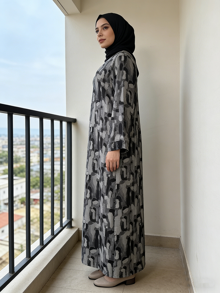 Women's One-Piece Abaya Dress Breathable Ramadan Robe Kaftan Hijab Full Length Islamic Maxi for Eid Prayers and Ceremonies