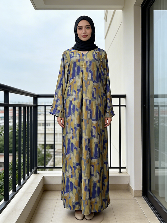 Women's One-Piece Abaya Dress Breathable Ramadan Robe Kaftan Hijab Full Length Islamic Maxi for Eid Prayers and Ceremonies