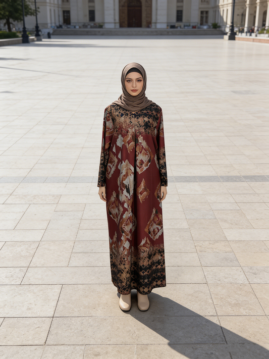 Factory Direct Sale Printed Women's Summer Spring Breathable Floor Length Long Sleeve Linen Loose Casual Design Traditiona