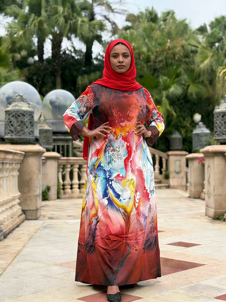 Women's Abaya Summer Linen Breathable Floor Length Loose Fit Muslim Dress Popular Newly Muslim Women's Linen Abaya Dresses