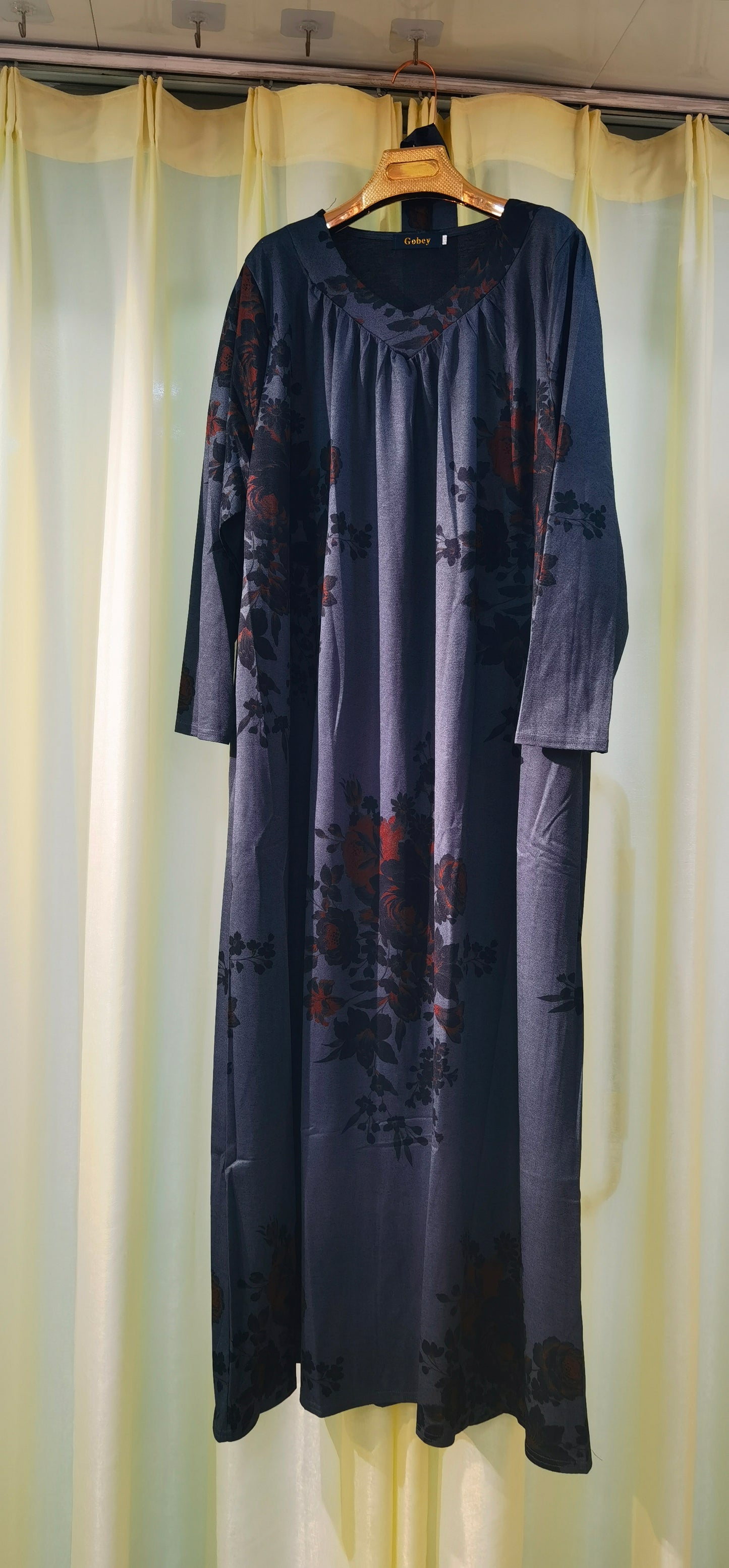 A1【H46】Muslim Women's winter flower print long dress